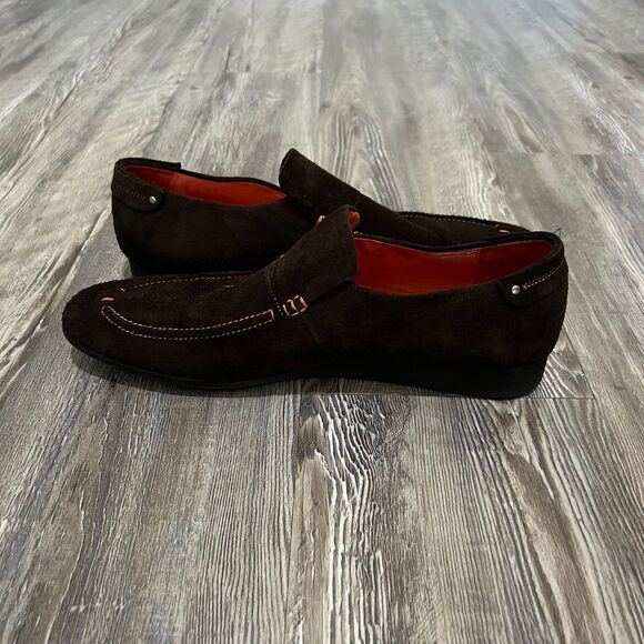 Magnanni Dark Brown Suede Monk Strap Loafers 9.5 - Picture 10 of 15